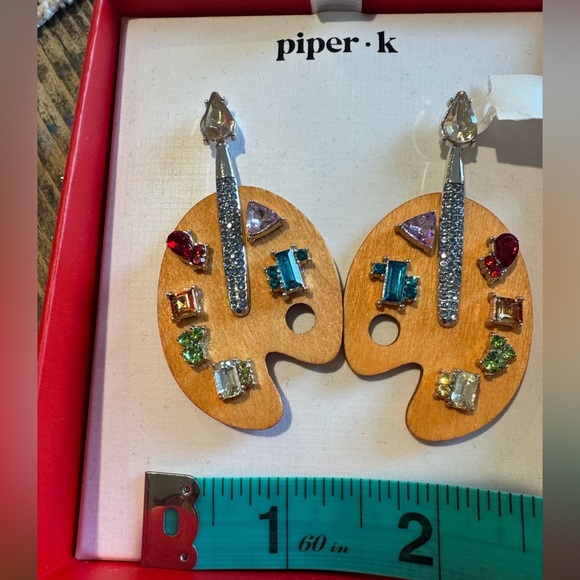 Piper-K Colorful Artists Palette Earrings-FUN Glass stones,lead safe,nickelfree - Picture 3 of 5